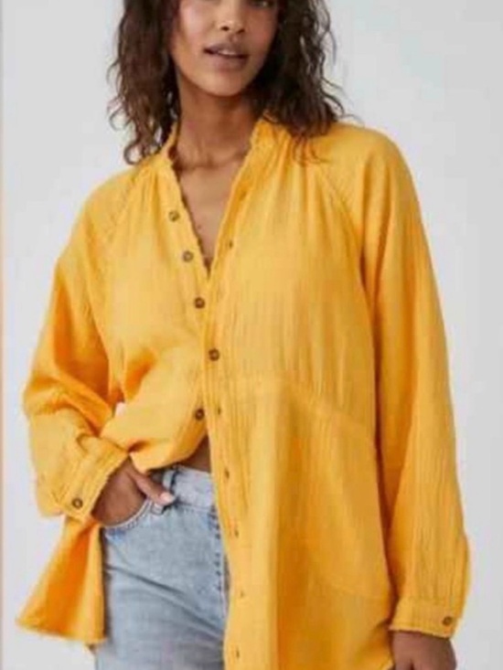 Free People Tops - FREE PEOPLE NWT Summer Daydream Long Sleeve POCKETS Cotton Shirt/Shacket